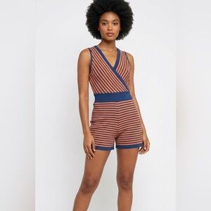 NWT!! De Lovest Boutique Brand Orange & Navy Sweater Knit Romper